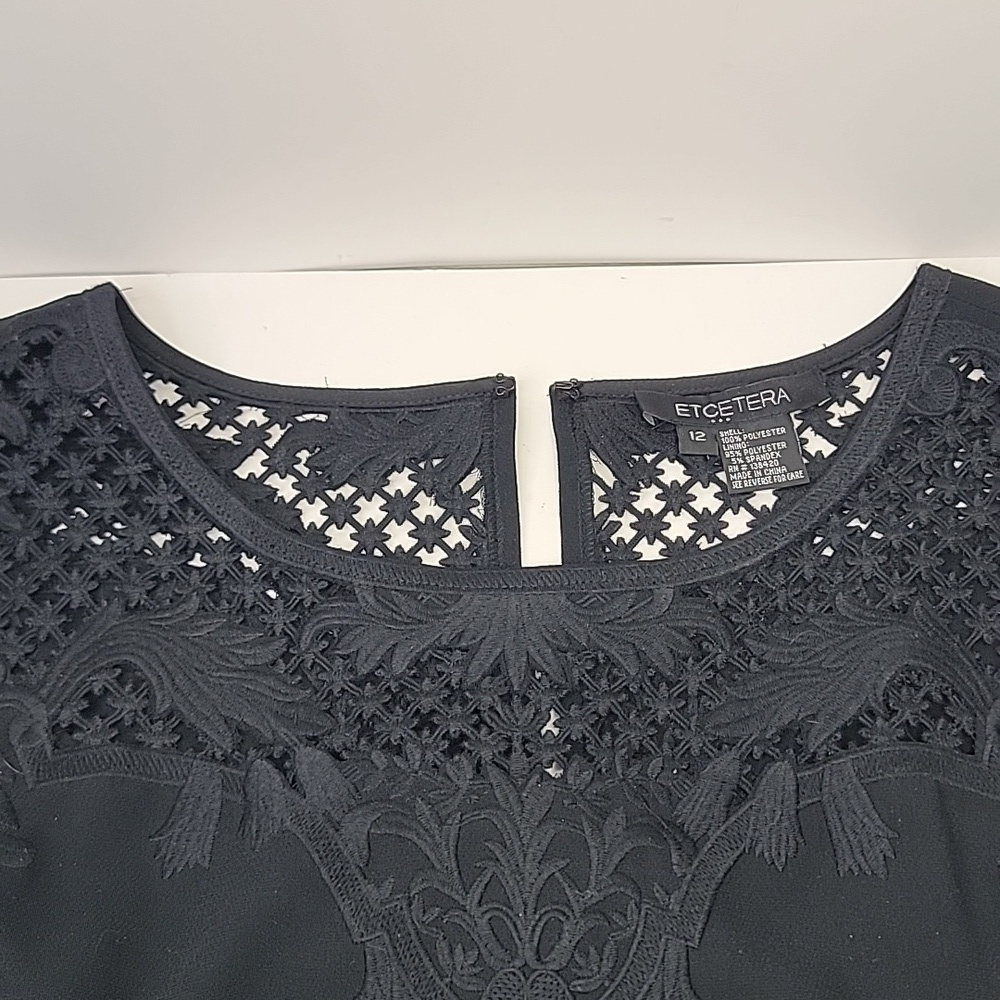 ETCETERA BLACK LACE EMBROIDERED SHEATH DRESS SZ 12 - Picture 9 of 10